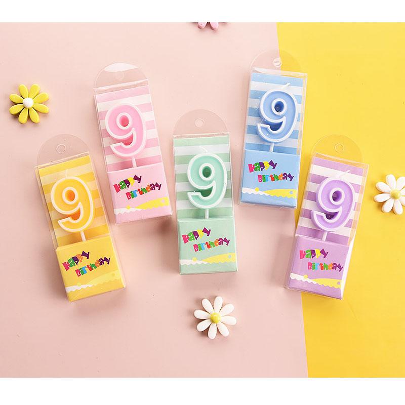 Birthday Candles Macaron Color Digital Candles 0-9 Cartoon Color Children s Party Easter New Year Diwali Unscented Flameless 4*1.5*10cm1 piece