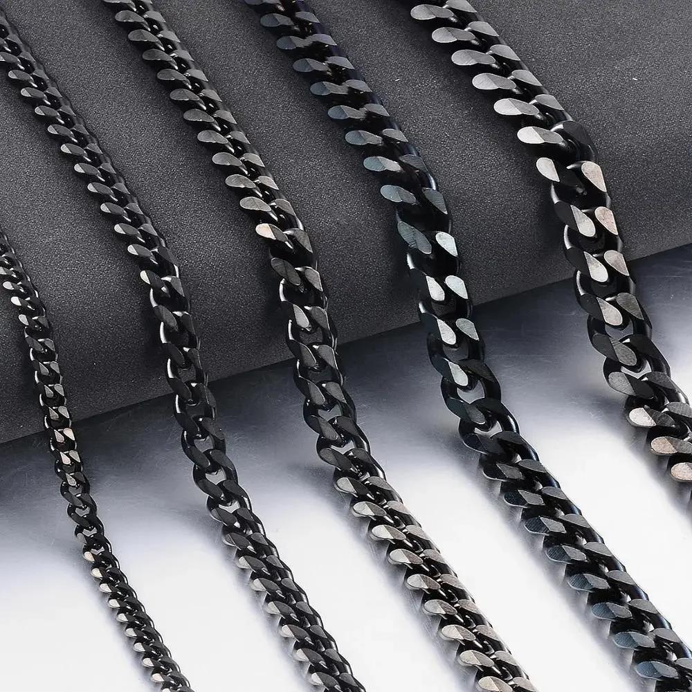 New Style Stainless Steel Cuban Chain Gold Black Color Fashion Hip Hop Men And Women Necklace Jewelry