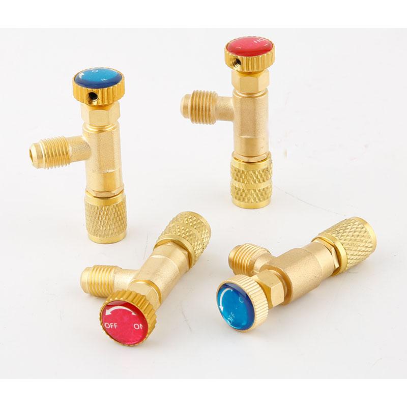 R410a R22 Herramienta de Refrigeración Aire Acondicionado Válvula de Seguridad Adaptador Conexión 1/4" 5/16" Pulgada Macho/Hembra Válvula de Manguera de Carga