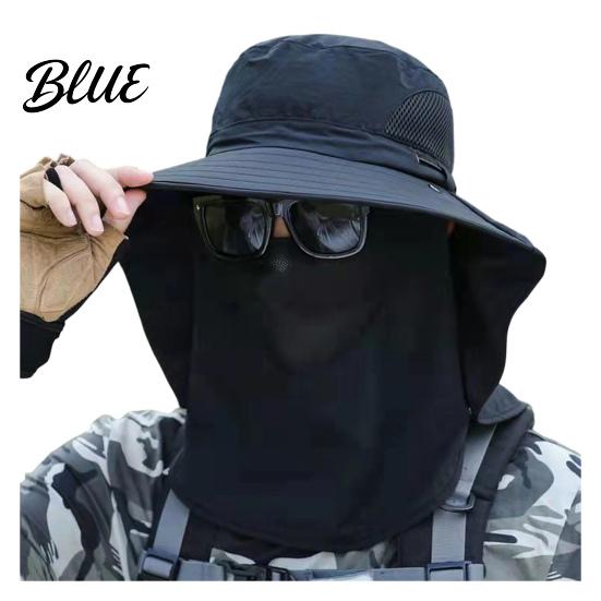 Breathable Mesh Face Mask Hat Sun Hats for Men UV Protection Fishing with Neck Flap & Mask Full Coverage Wide Brim Bucket Hat Foldable Summer