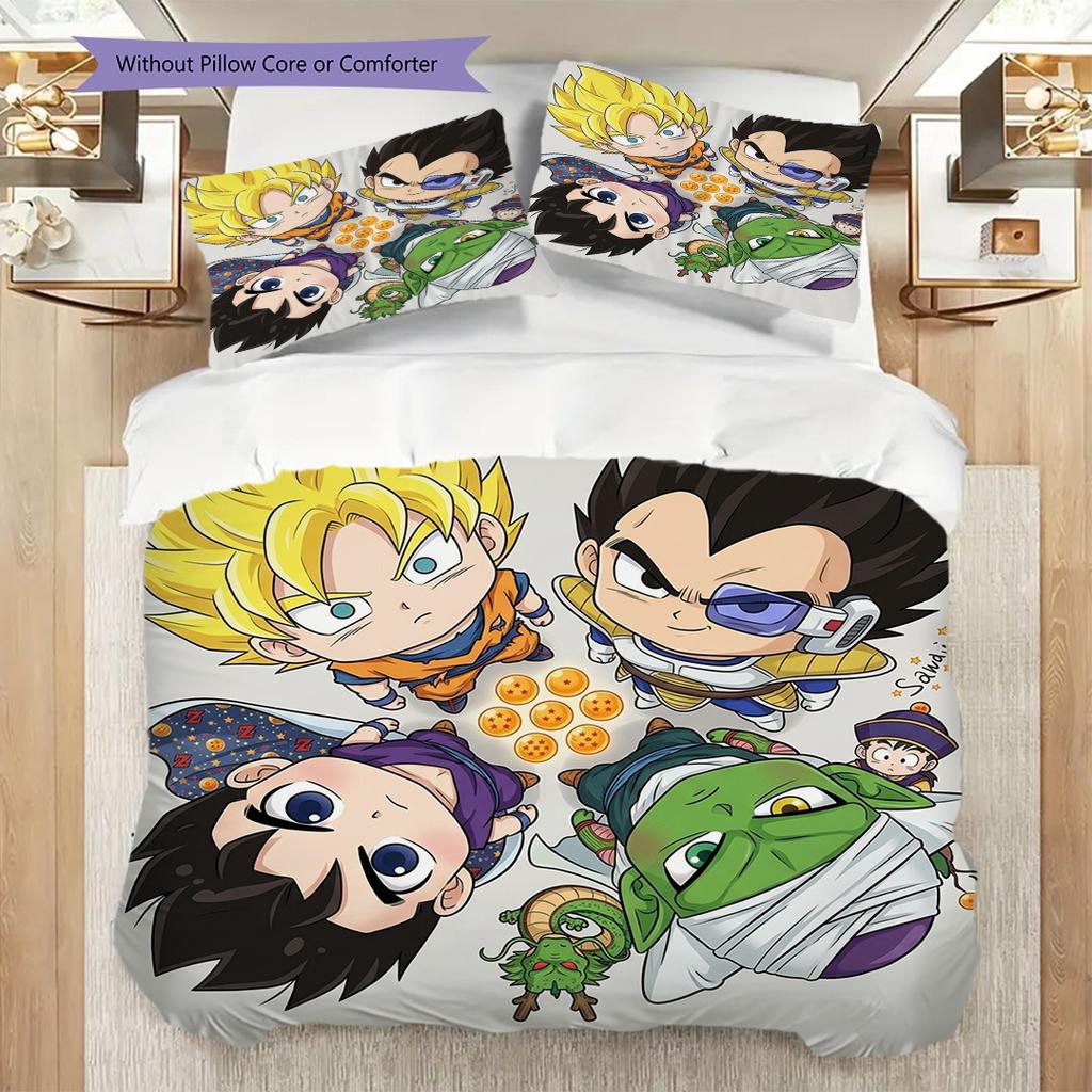 Комплект пододеяльника и наволочек с рисунком Dragon Ball, повседневное постельное белье для спальни - kwq327