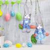 2pcs 35cm Swing Straw Bunnies Cute Exquisite Lifelike Straw Bunny Decorations for Home Garden Yard Blue Checkered Type