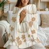 All Season Flannel Blanket Soft Cozy Autumn Throw Pillow Pumpkin Prints Orange Beige Brown Warm Decoration Machine Washable