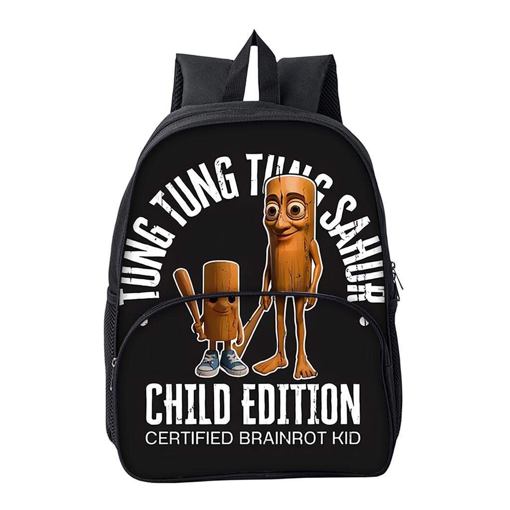 Hot Italian Brainrot Print Round Front Pocket Backpacks for Boy and Girls Best Gifts 2D Flat Cartoon School Bag for Children