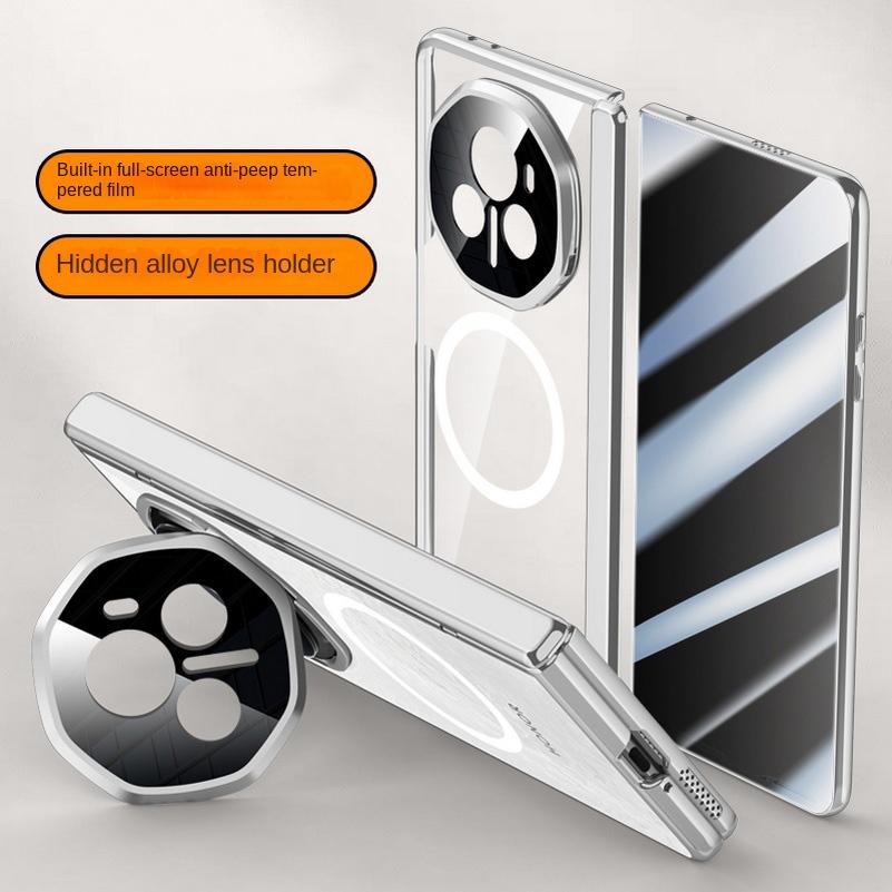 Magsafe Magnetic Transparent Privacy Screen Tempered Glass Protector Case For Honor Magic V3 Spring Hinged Holder Back Cover