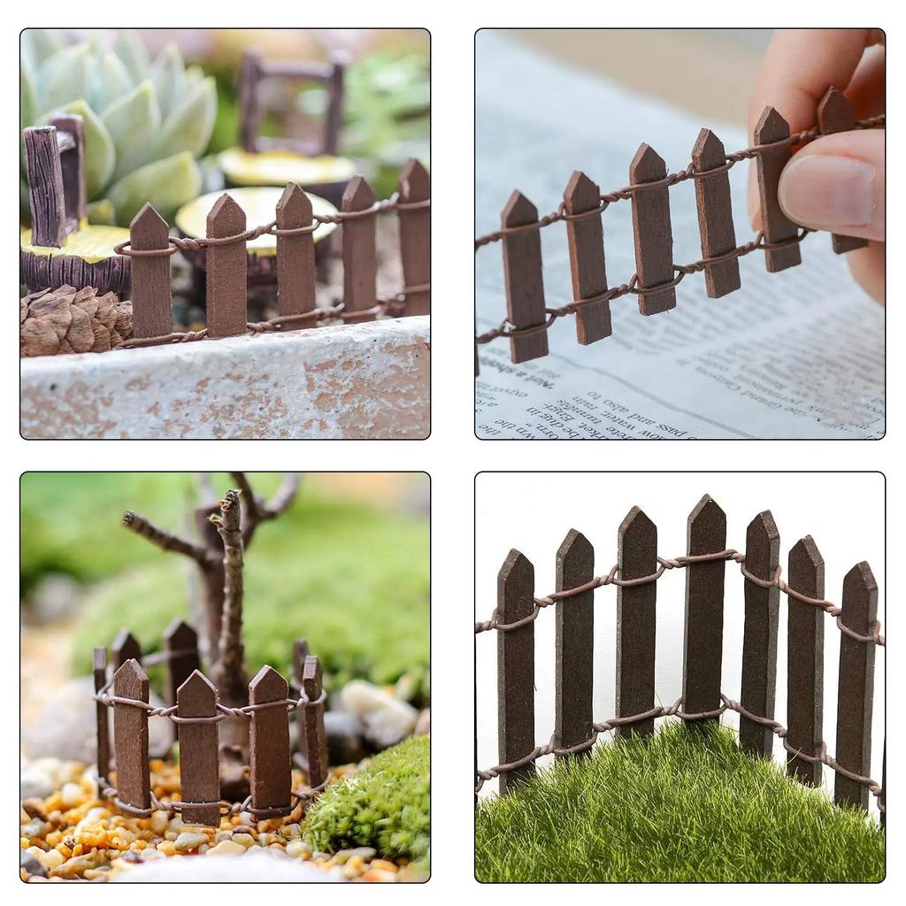 Fairy Hagegjerde 90 x 5cm Mini Tregjerde Miniatyr DIY Fairy Hagetilbehør Trebarriere Dukkehus Dekor til hjemmet