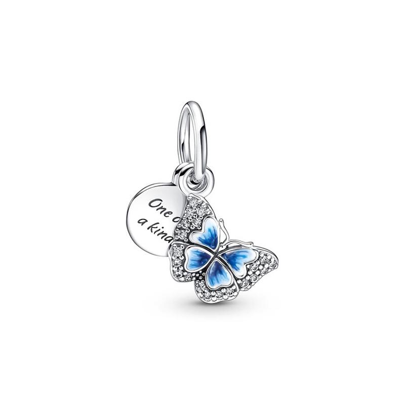 Blue Dragonfly Butterfly Birds Dangle Charm European Silver Bracelet Exquisite Bead DIY Jewelry Gift for Women