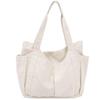 Bolso de mano de lona con cremallera, gran capacidad, unisex, ecológico [Umetoo], multibolsillos (Beige)