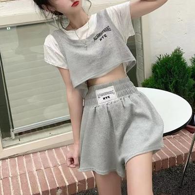 Kadınlar İçin Spor Takımları Moda Yaz Yeni Rahat Seksi Yelek Yelek Şort İki Parçalı Takım