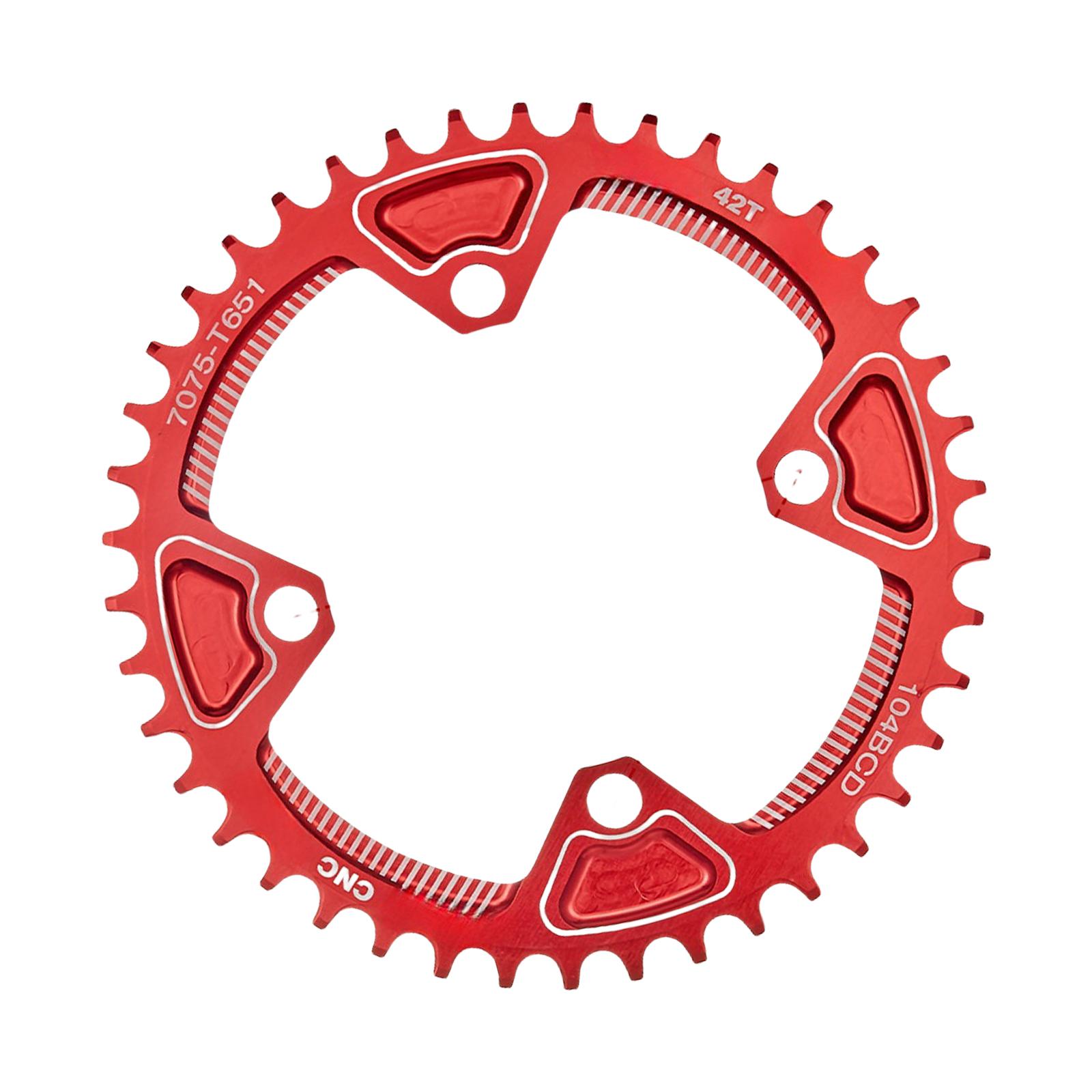 

Bicycles 104BCD Crank Chainring Bicycles Crank Narrow and Wide Chainring Wheel Narrow Wide Bike Single Chainring 42 червоний