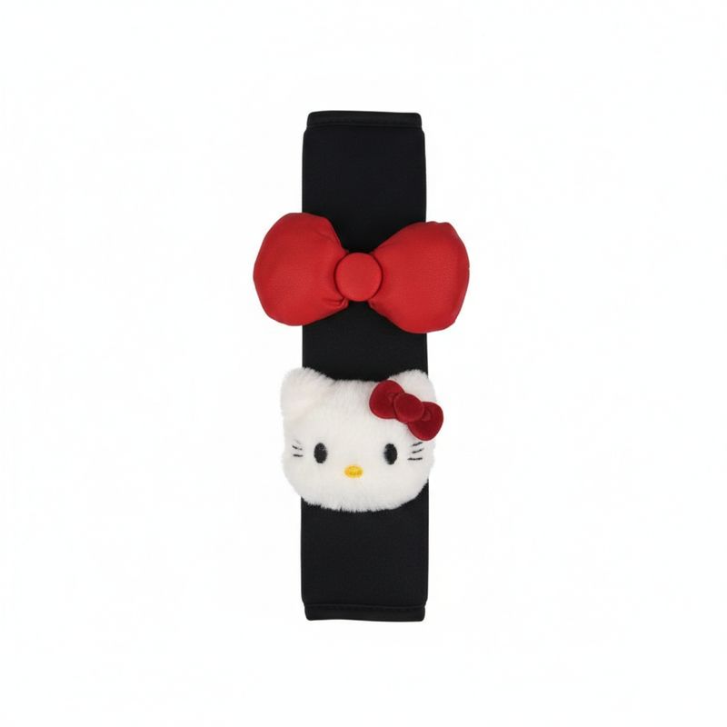 Handmade Cute Kt Cat Bowknot Car Seatbelt Shoulder Pad Anti-Slip Anti-Abrasion Car Accessory Cartoon New Car Gift for Women Bow Tie+Kt (One Pack)