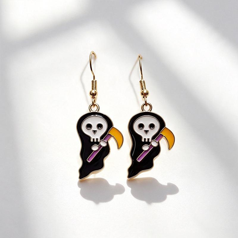 European Halloween Earring Set: Spider, Skull, Pumpkin Styles for a Festive Atmosphere