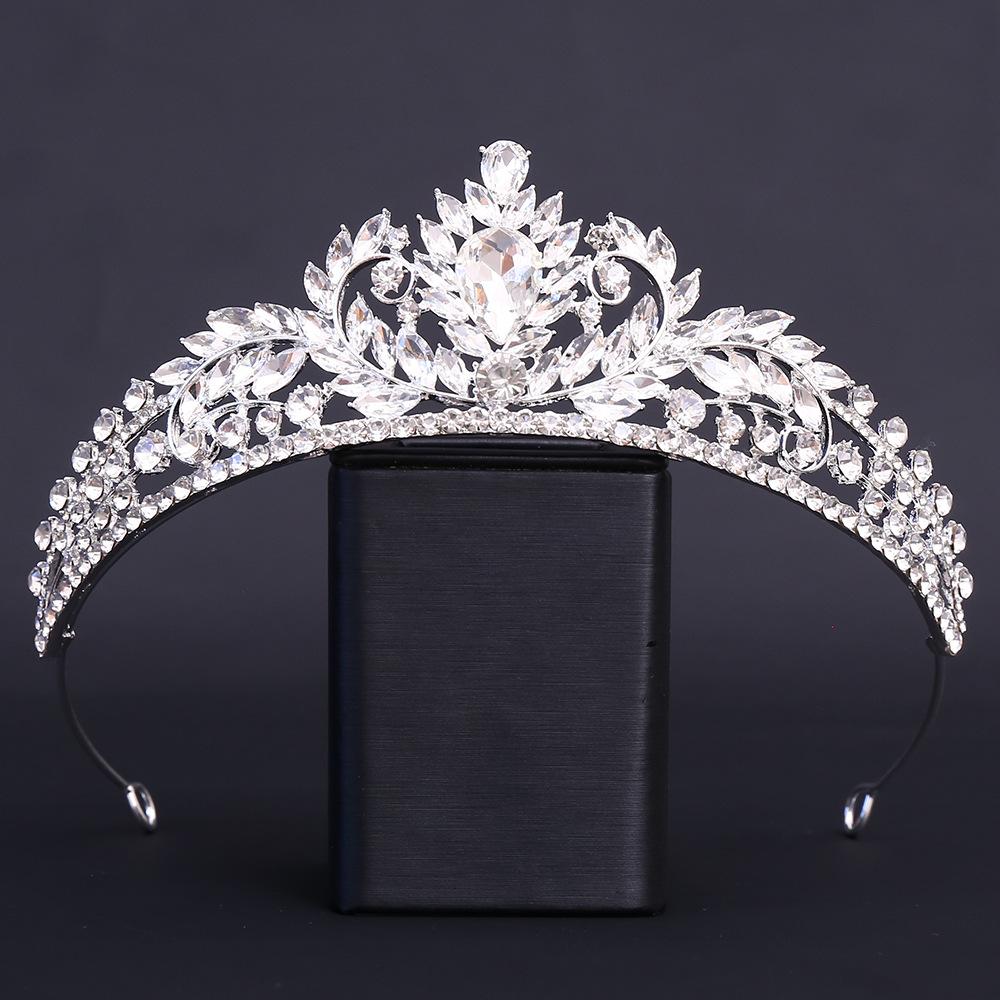 DIEZI Luxury Rhinestone Crystal Tiara Necklace Earrings For Women Wedding Party Elegant Bridal Bride Crown Hair Accessories