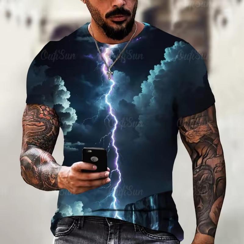 Men's 3d Mens Short-Sleeved Tops Summer Street Fashion T-Shirt for Men Casual Tees Clothing 6XL