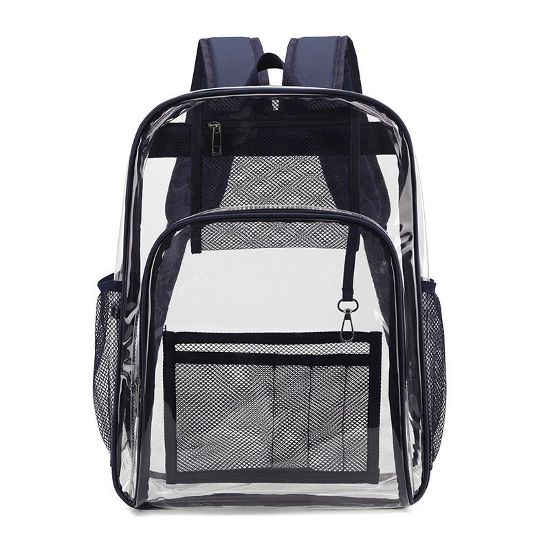 Pvc Transparent Student Backpack With Multiple Pockets Waterresistant For Travel And School Use