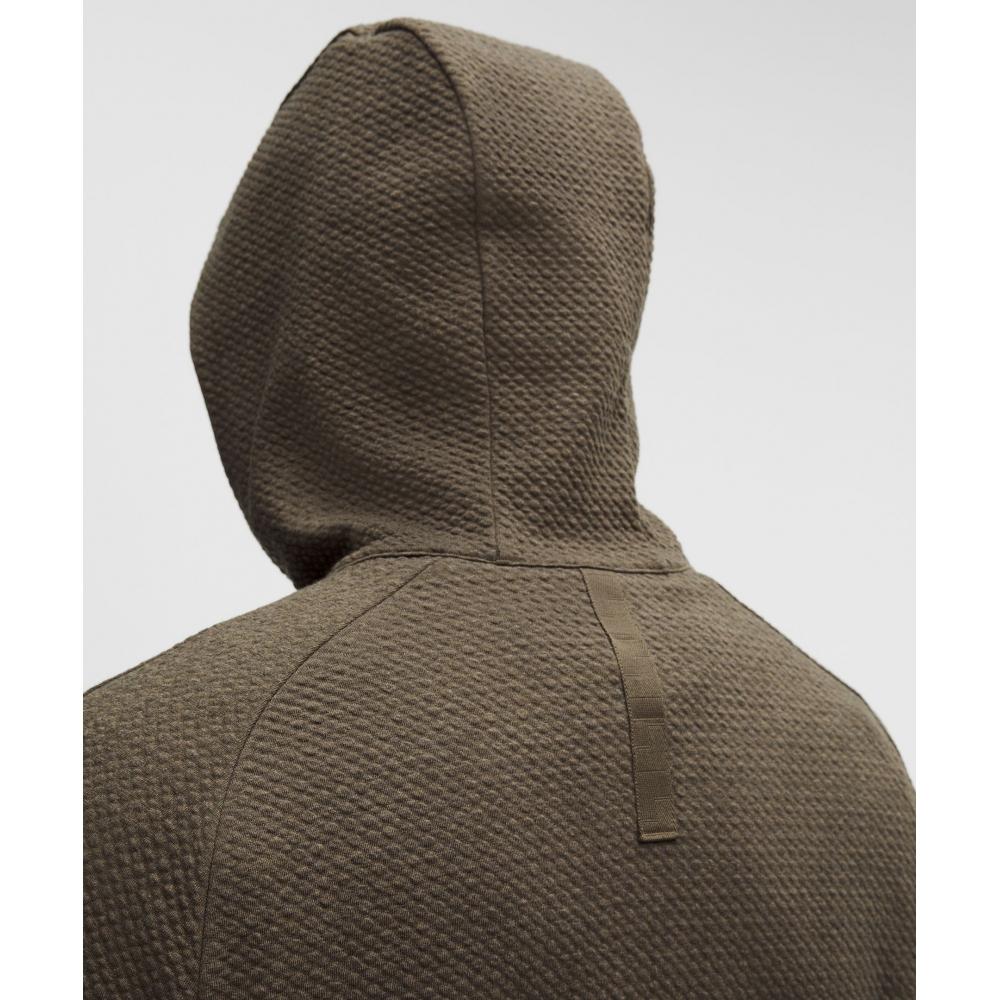 Lululemon Textured Double Knit Cotton Hoodie Heathered Olive Brown Black