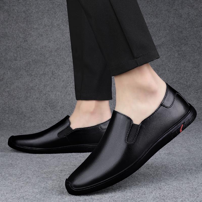 Fashion Breathable Outdoor Slip on Casual Shoes for Male Work Office Driving Sneakers Mens Leather Loafers Non Slip Walking Flats