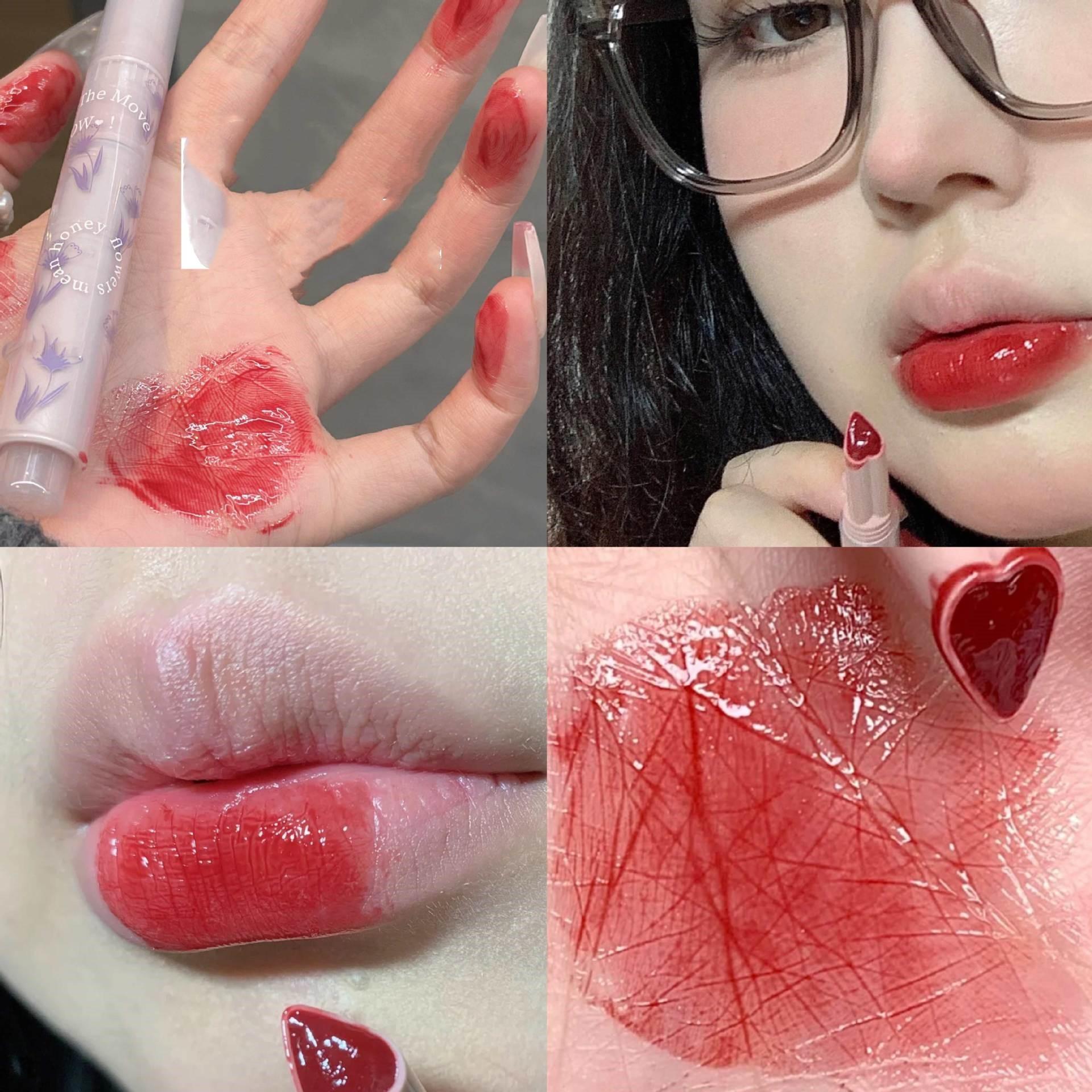 

Увлажняющая губная помада Sweet Heart, цветочное желе, водный блеск для губ, прозрачный легкий увлажняющий питательный оттенок для губ, антипригарная чашка, косметика