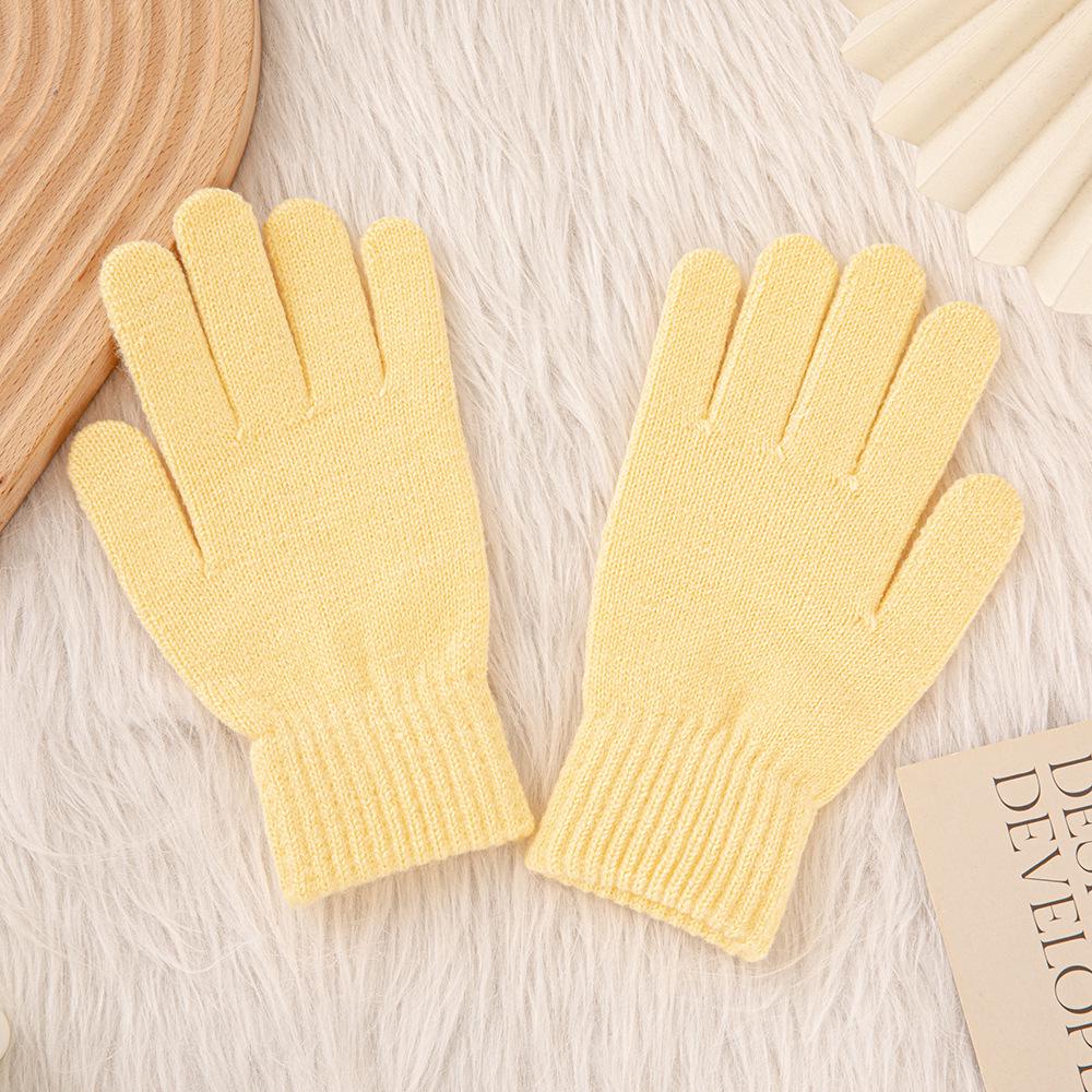 Touchscreen Solid Color Plus Velvet Gloves - Open Five-Finger Hand-Knitted Winter Warmth for Men and Women