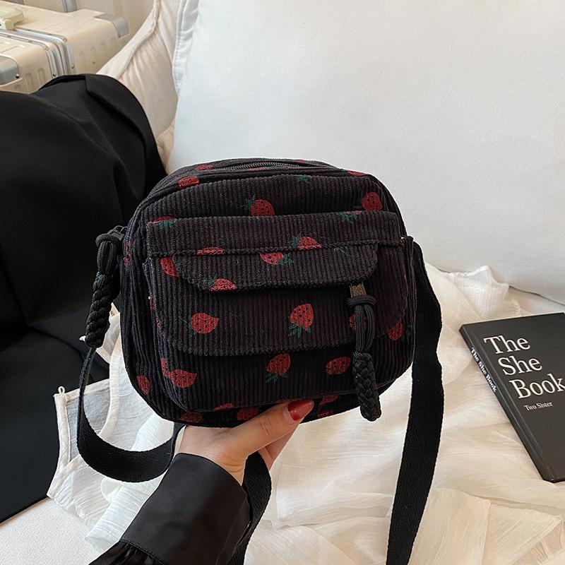 School Bag Girl Junior High School Student High School Student Cute Girl Heart Pink Strawberry Diagonal Span Bag