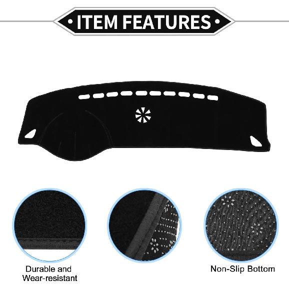 Dash Cover Compatible for Hyundai Azera 2006-2011, Non-Slip Dash Cover Mat Polyester Black Front Dash Cover Mat