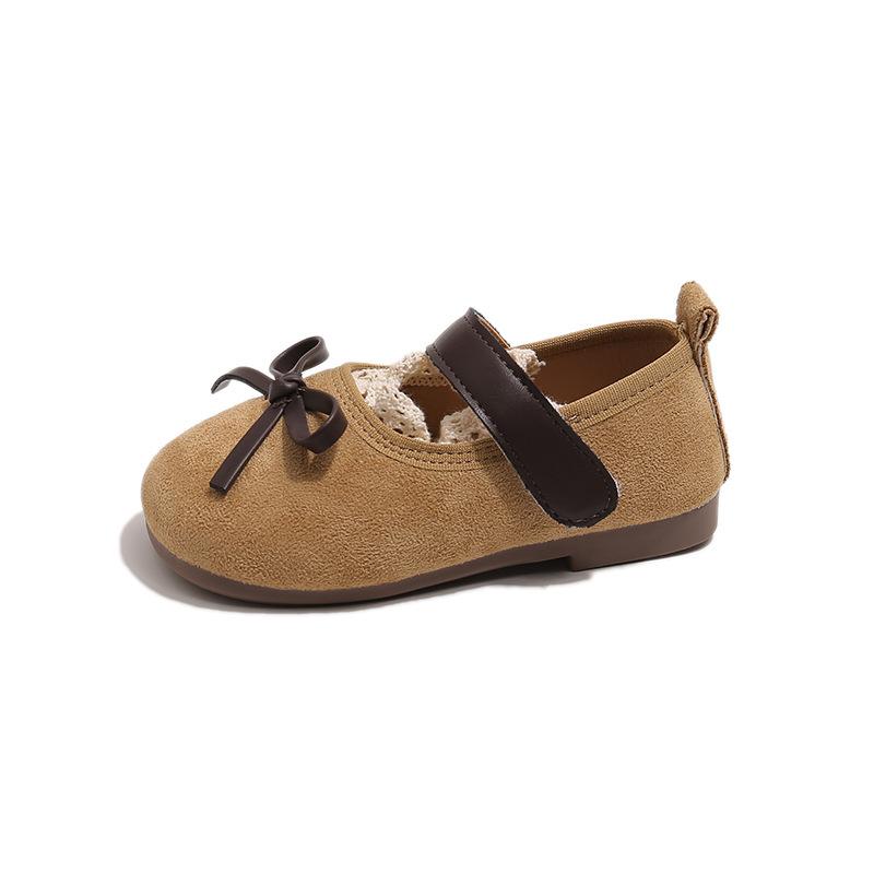 Girls' leather shoes for spring and autumn, new toddler princess shoes for baby girls, simple lace-up shoes for young girls, versatile