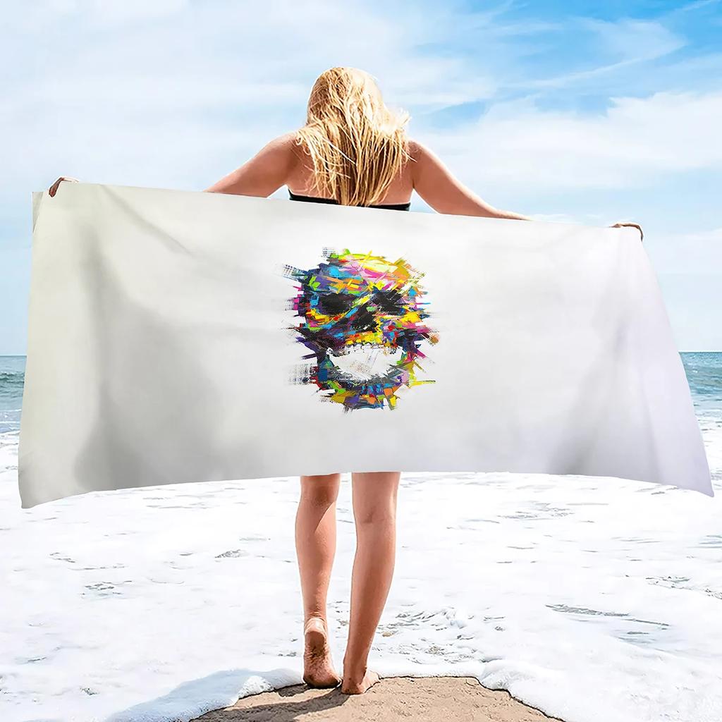 Microfiber Beach Towel Skull Beach Towel Blanket,Sand Proof Swimming Bath Pool Towel for Travel Camping Yoga Sport,Oversized