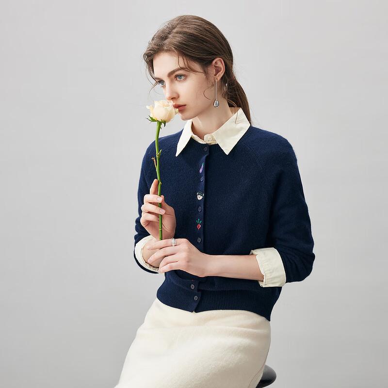 Komom Boka Women's Round Neck Cashmere Cardigan Sweater