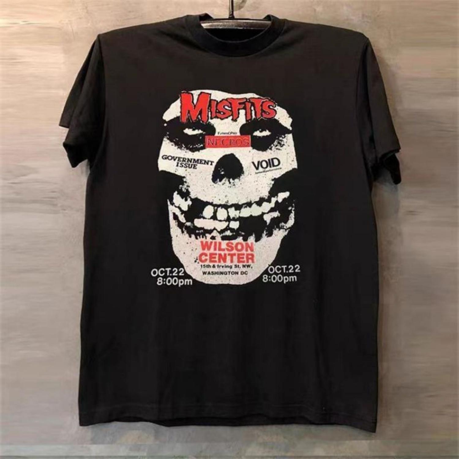 Летний Повседневный The Misfits Группа Европейский и Американский Уличный Вайб Рок Олдскульный Ленивый Стиль Мужской и Женский Короткий Рукав S чёрный