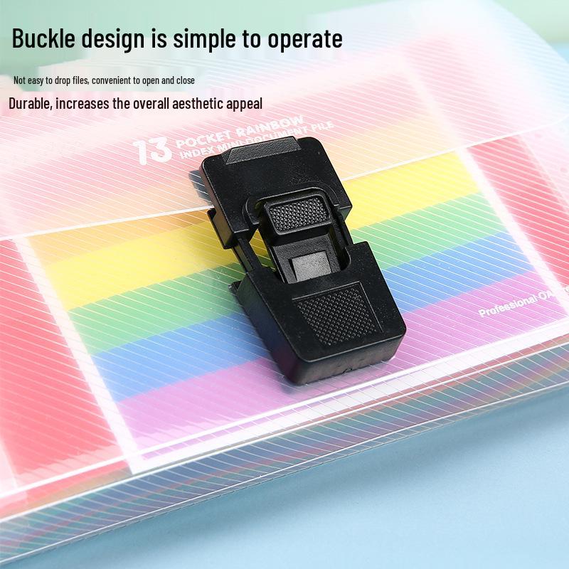 Rainbow 13-Compartment Mini Accordion Folder - A6 Multi-layer Document and Receipt Organizer with Snap Button Closure.