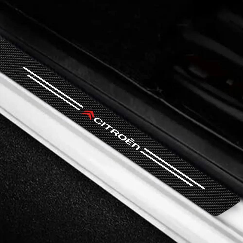 FFEC7 Leather Car Door Sill Protection Sticker Car Accessories For Citroen C1 C2 C3 C4 Grand Picasso C4L C5 C-ELYSEE DS DS3 Berlingo