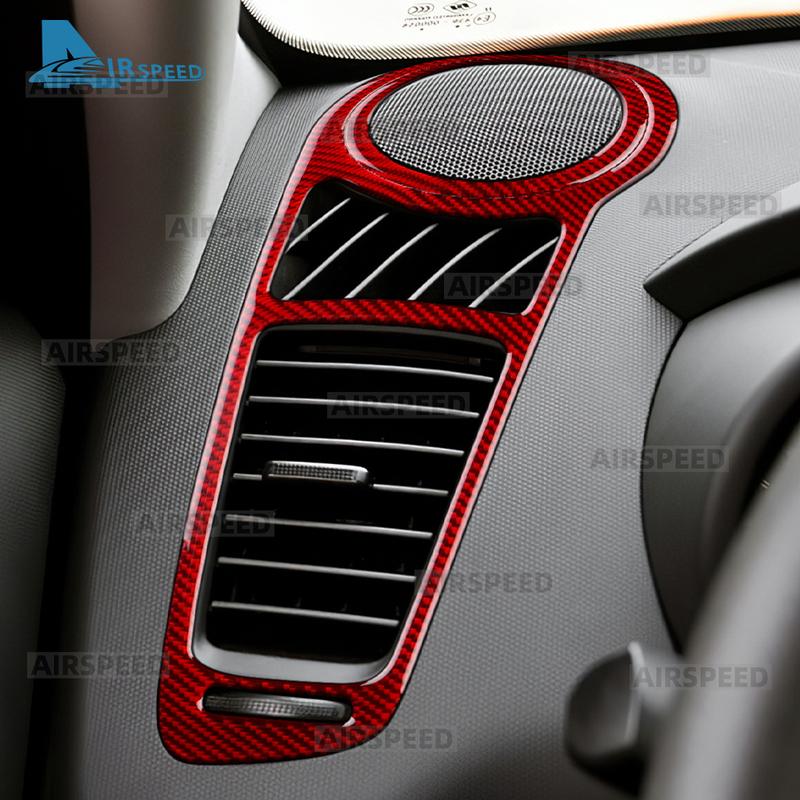 For Kia Soul 1 AM 2010 2011 2012 2013 Real Soft Carbon Fiber Sticker LHD RHD Car Air Outlet Frame Side of Center Console Trim