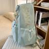 Girls' Solid Color Backpack Junior High School Students Lightweight Schoolbag Large Capacity Backpack