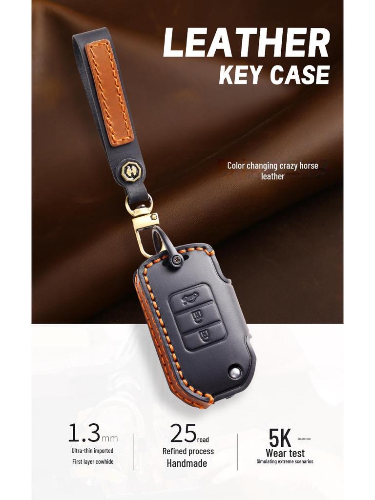 Handmade Premium Leather Key Cover for Honda Civic and Accord