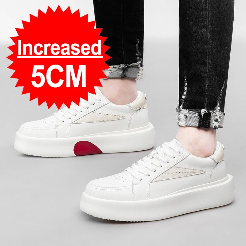 Summer Men Casual Elevator Shoes Head Layer Leather Shoes Invisible Increase 5CM Outdoor Leisure Non-slip Soft Not Tired Feet