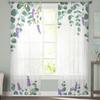 Eucalyptus And Lavender Flowers Tulle Window Curtain For Living Room Bedroom Voile Sheer Curtains Kitchen Treatments Drapes
