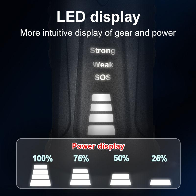 Powerful Flashlight 200W LED Torch High Lumen 1000000LM Lamp Dimmable Flash Light Waterproof Torch Light Rechargeable Lantern