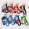 One Piece Anime 3D Silikon Schlüsselanhänger Set Geflochtenes Armband Luffy Zoro Ace Law Chopper Sabo Taschenanhänger Anhänger Geschenk Für Fans