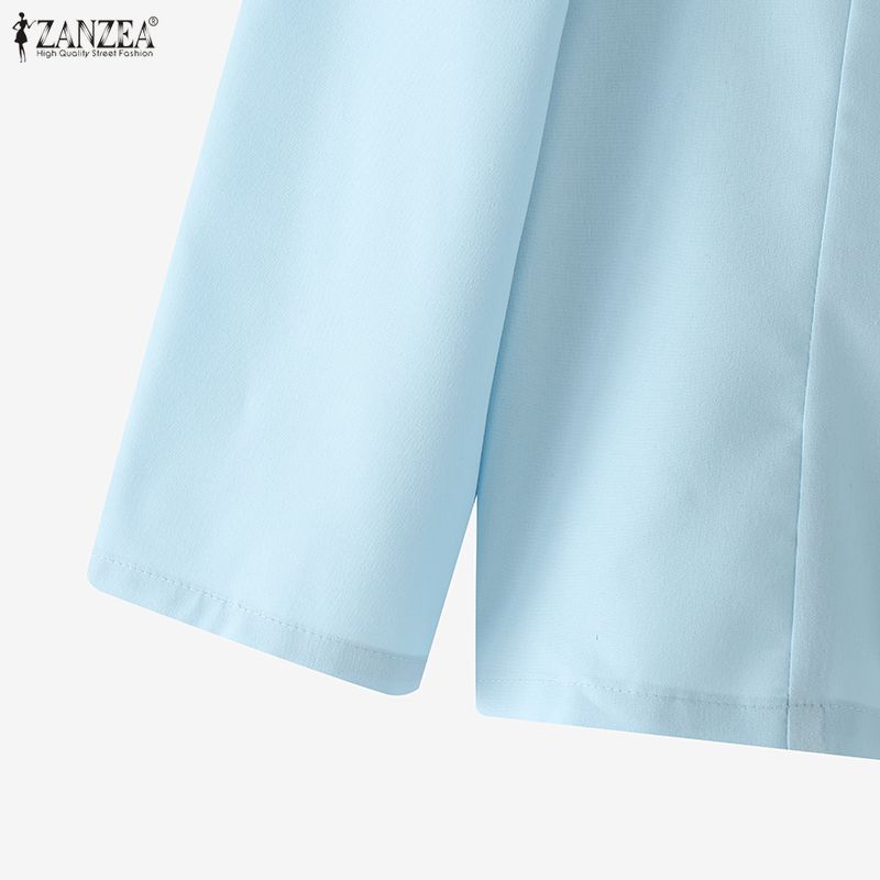 ZANZEA Women Casual V-Neck Solid Color 3/4 Sleeve Blouse