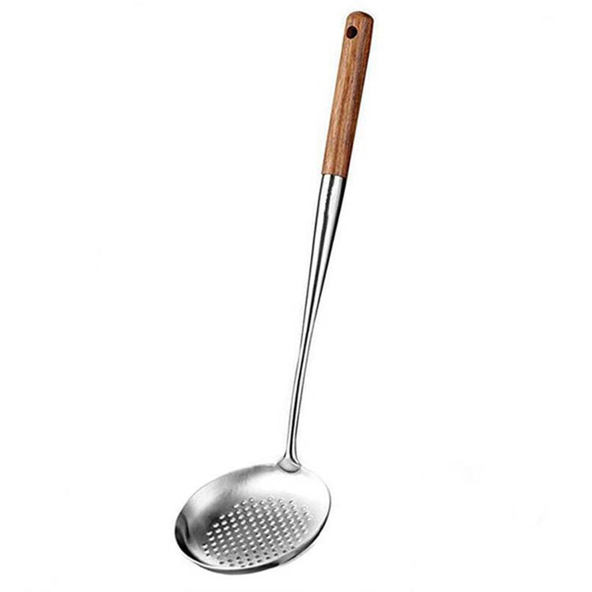 

Wooden Handle Cooking Tools Kitchen Utensils Turner Wok Cookware Ladle Skimmer Spoon Skimmer Spoon