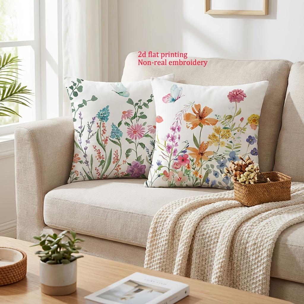 4Pcs Pillowcase Botanical Wildflowers Throw Pillow Covers Farmhouse Sweet Home Spring Summer Floral Plant Decor Cuchion Cases