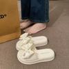 High-end women's cool slippers summer wear beautiful bow one-word drag versatile fashion women's shoes