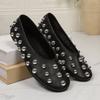 Fashion Women's New Rivet Single Shoes Fashion Round Toe Shallow Mouth Soft Sole Soft Leather Non-slip Flat Plus Size Shoes