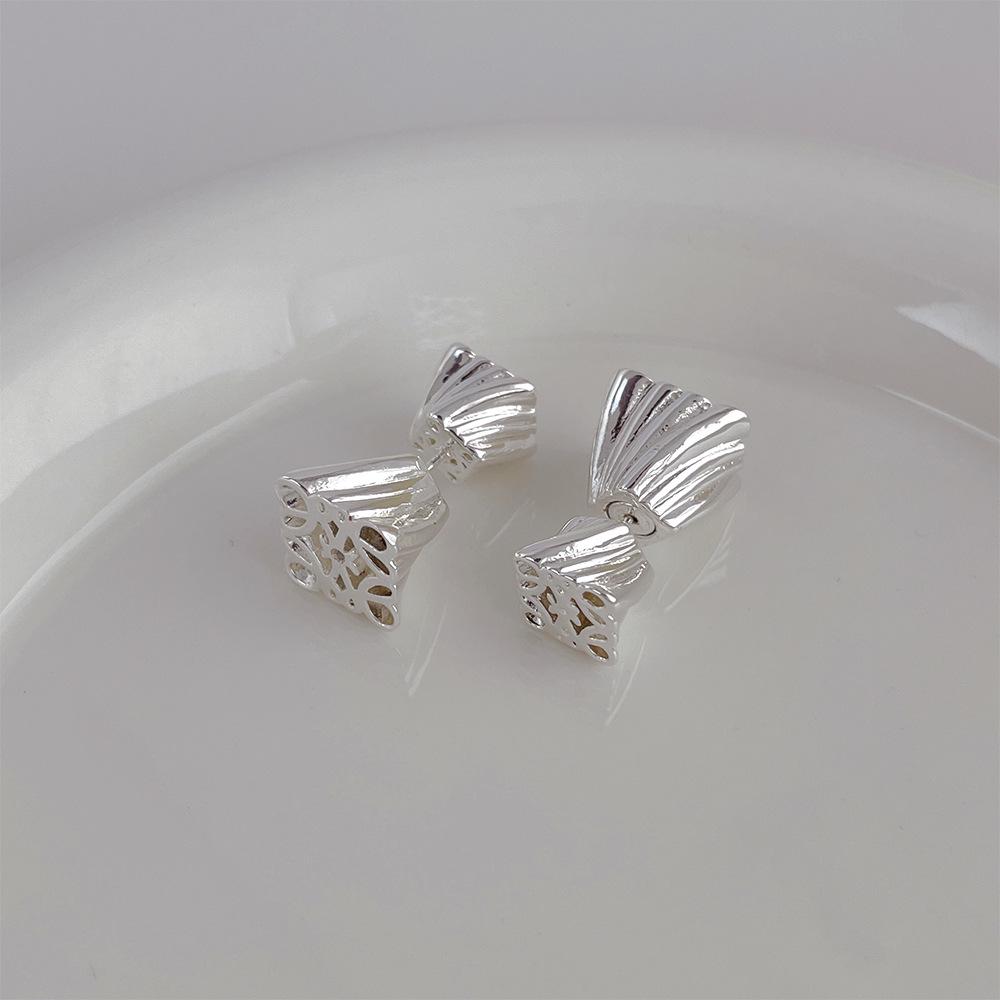 

Прочные серьги с 3D-металлической текстурой для женщин – игла из серебра 925 пробы, легкие, роскошные, модные, спереди и сзади, универсальные серьги для поездок на работу. серебряный