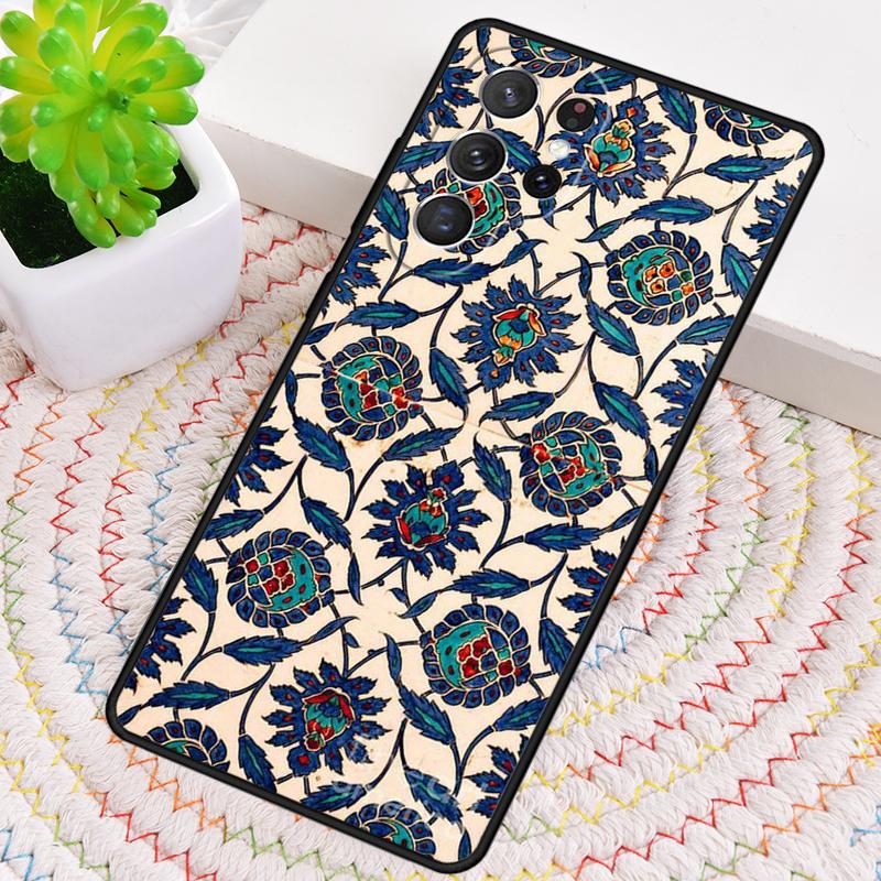 Ancient Floral Tiles Phone Case for Samsung Galaxy note 10 pro S26 Ultra S23 S24 FE S25 S21 S22 PLUS shockproof Cove