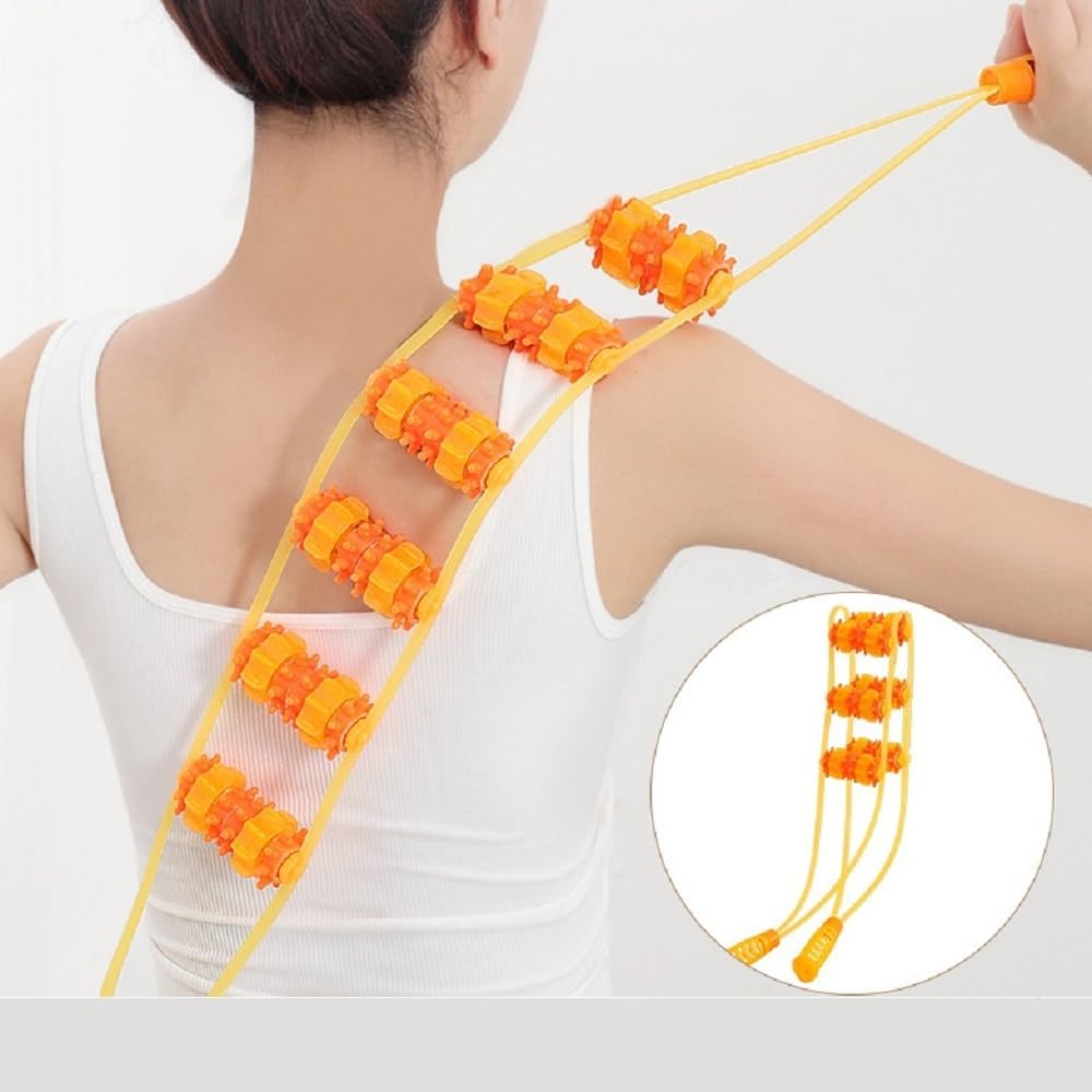 18 Rounds of Back Massage Roller Rope, Professional Self Massage Tool, Portable Manual Massage Belt for Back, Neck and Leg Pain