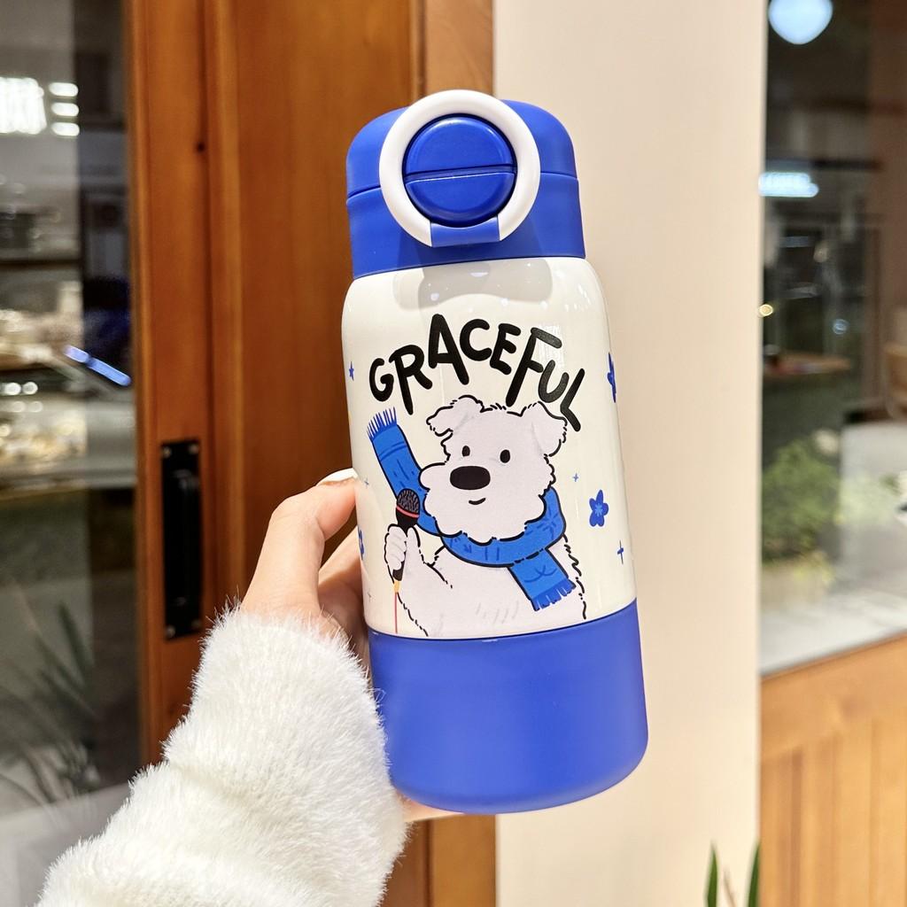 Capybara Kinder Thermosflasche mit Strohhalm und Trageseil für Schule und Reisen
