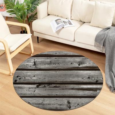 Wooden Pattern Round Carpet for Home Living Room Bedroom Kitchen Bathroom Floor Mat Decorative Anti-slip Circle Carpets Area Rug