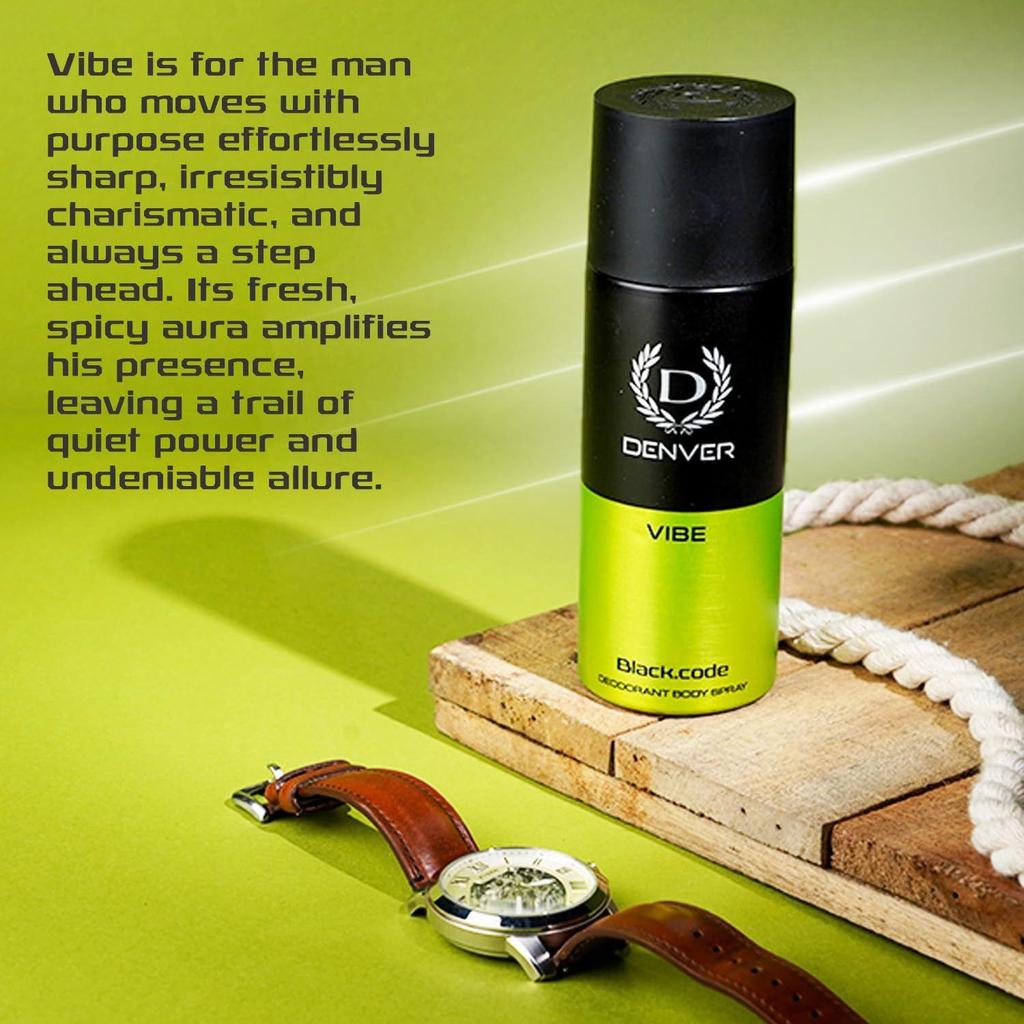 Denver Black.Code Vibe Deo Körperspray 150 ml Jeweils (2er-Pack)