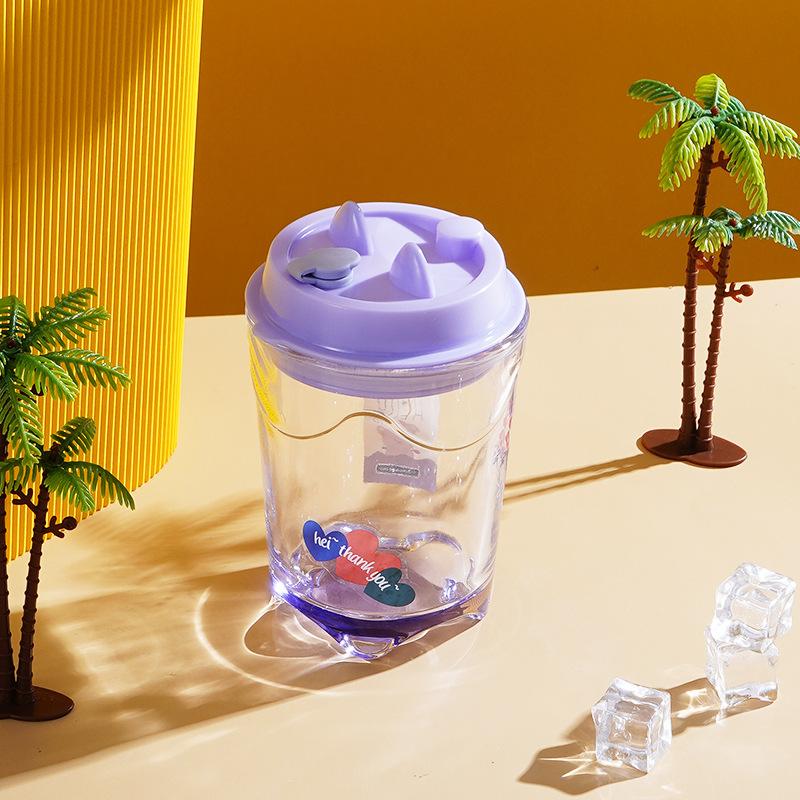 

Creative Glass Water Cup, Home Straw Cup, Office High-value Drinking Cup, Coffee Cup with Lid, Sealed Cat Star Cup About 350ml free stickers
